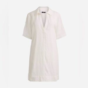 Jcrew Linen White Polo Collar Dress NWT